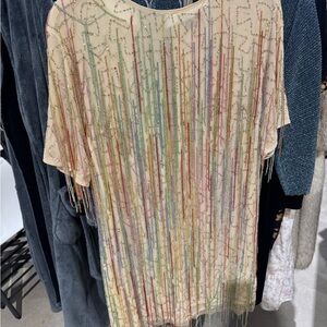 Nasty Gal size 20 Cream Beaded Fringe Dress